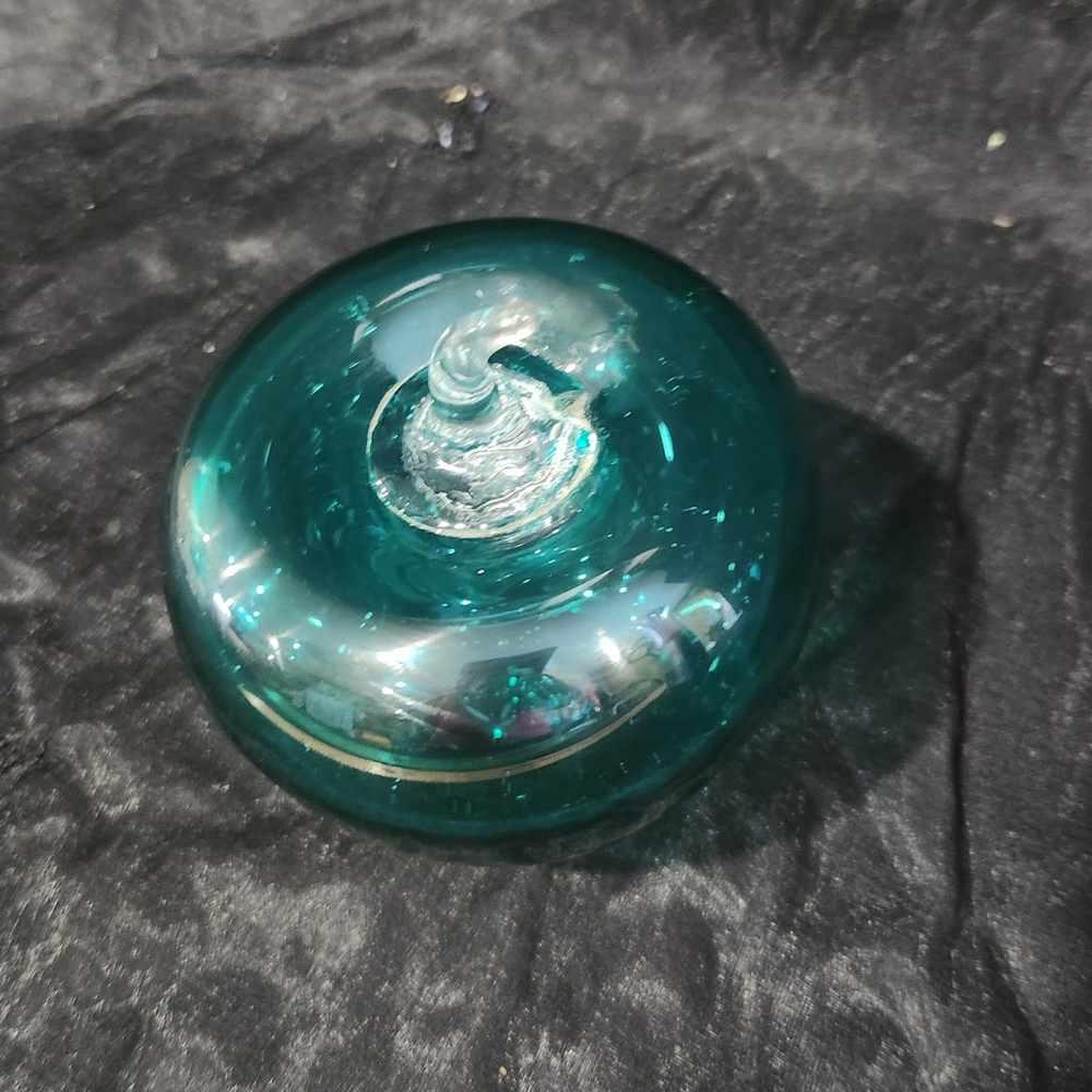 Blenko MCM Glass Apple, Teal,EUC - Picture 5 of 6